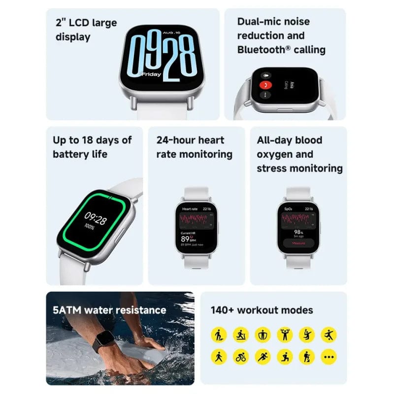 Lariwo-Tech Smart Watch Zwart Xiaomi Redmi Watch 5 Active