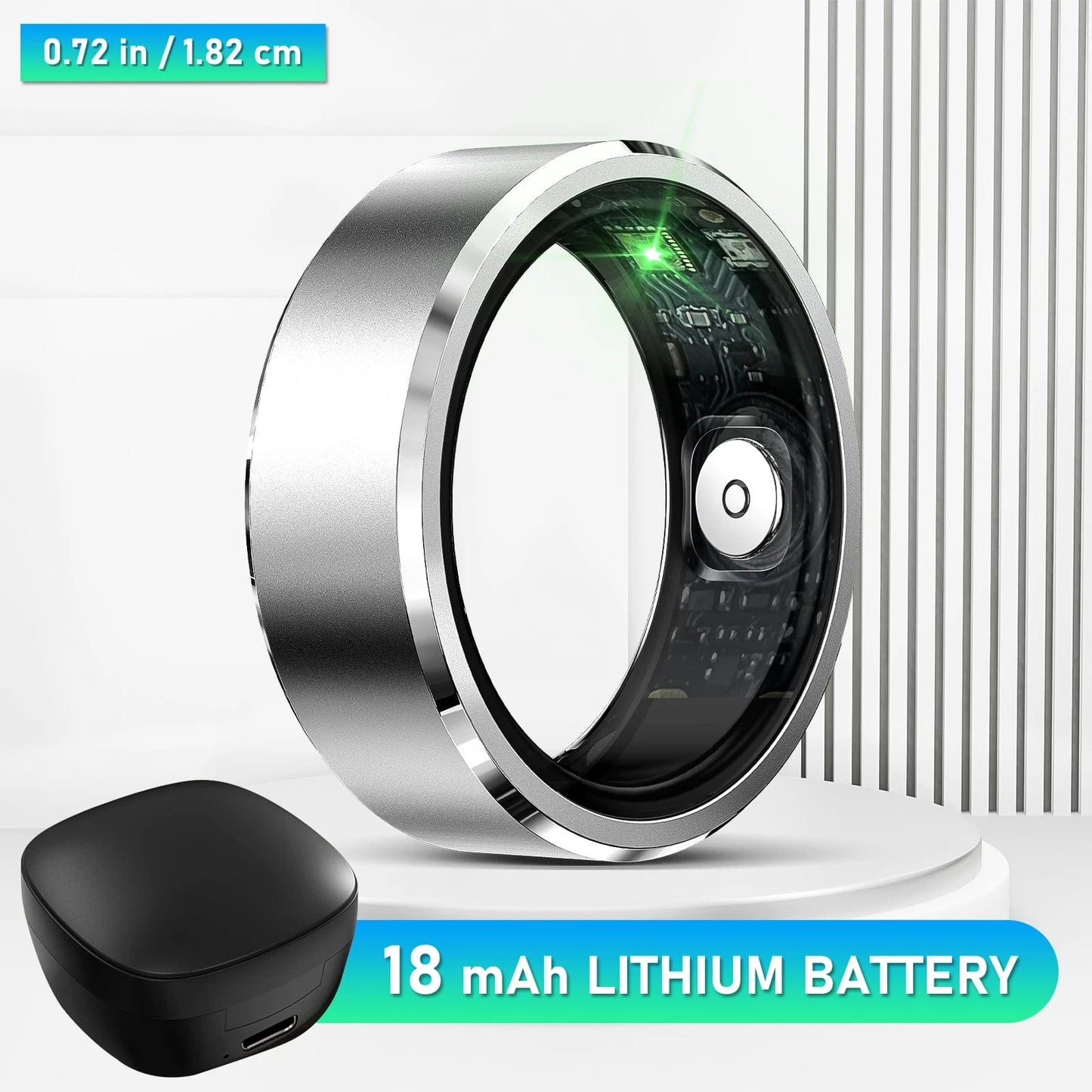 Lariwo-Tech Smart Ring Zilver / 8 EIGIIS R5 Smart Ring